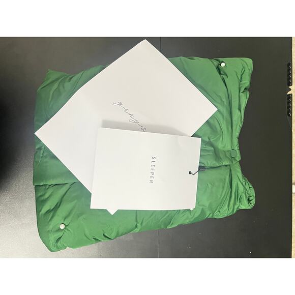 NWT SLEEPER Puffer Jacket in Green with Pearl Details / Size S/M - Picture 7 of 9